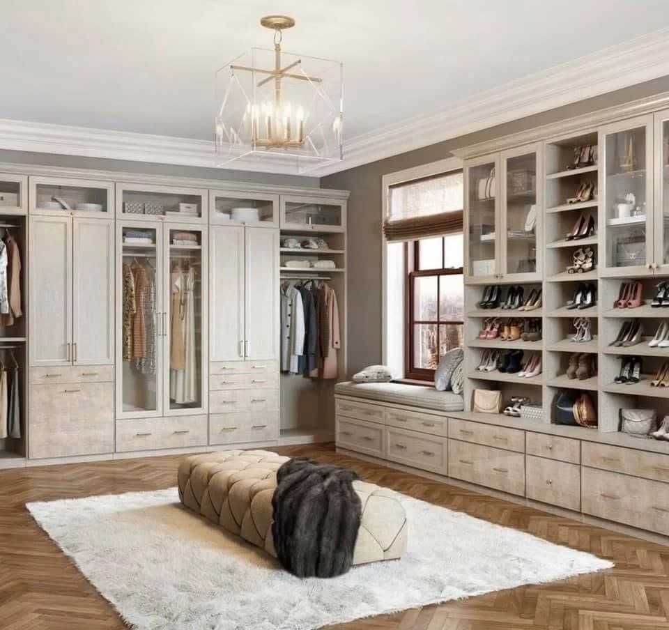 Custom built-in bedroom storage and wardrobe
