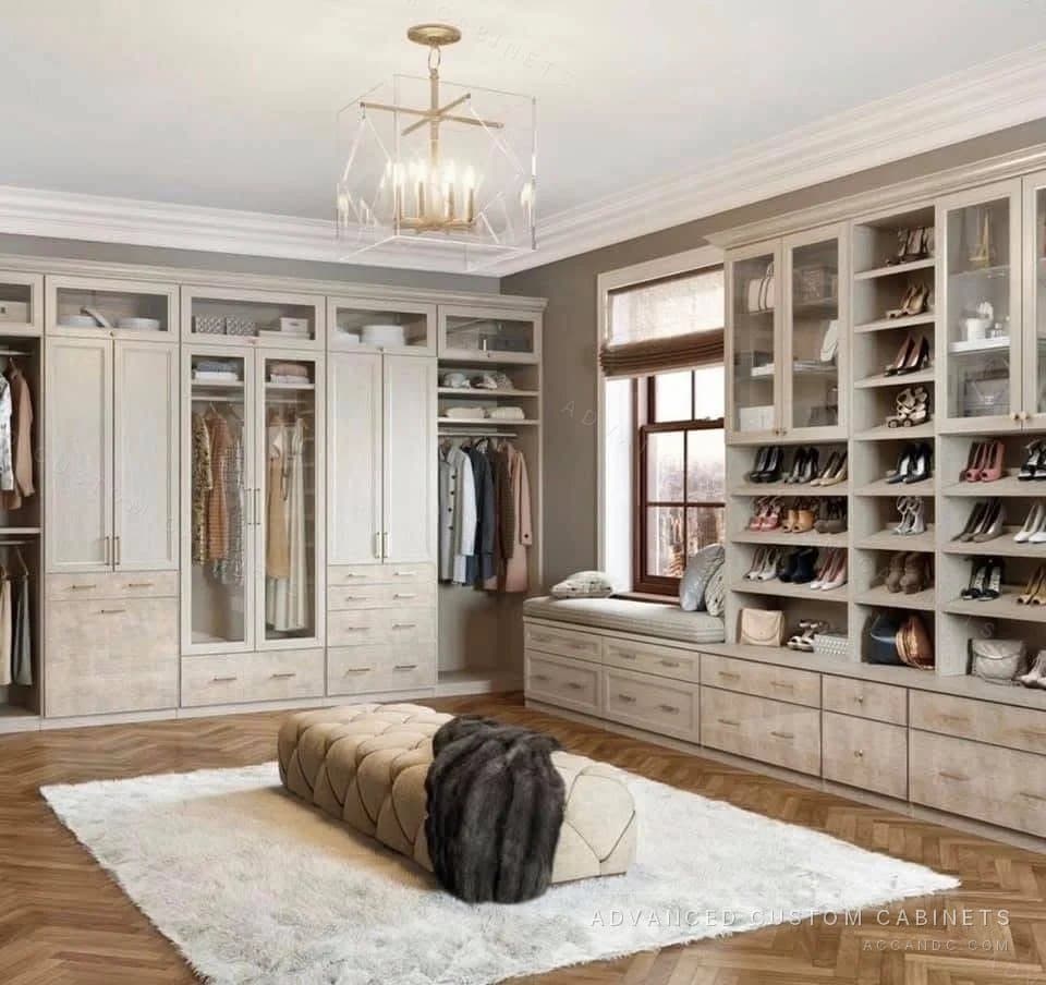 Custom built-in bedroom storage and wardrobe