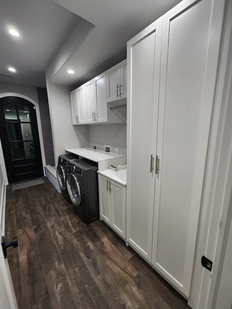 Custom laundry room cabinets and storage